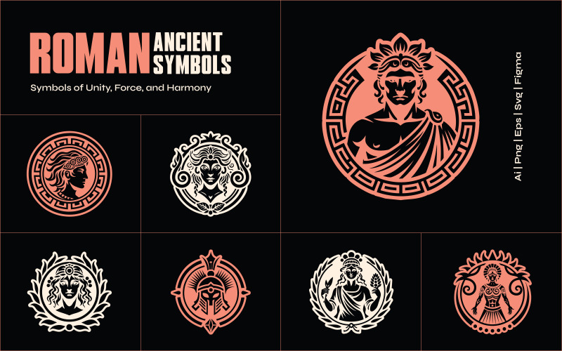 Modern Ancient Roman Symbols Icon Set