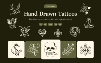 Hand Drawn Tattoos Art Set