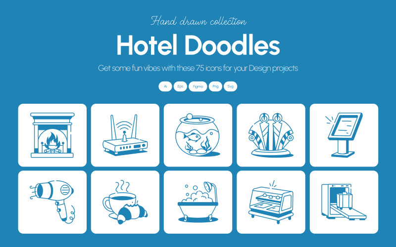 Hotel Doodle Icon Collection Icon Set