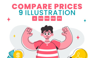9 Compare Prices Economy Vector Illustration