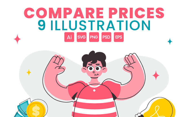 9 Compare Prices Economy Vector Illustration