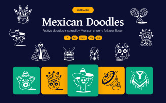 Mexican Doodles Icons Set