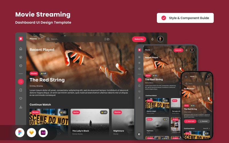 Movie Streaming UI Dashboard Design Template UI Element