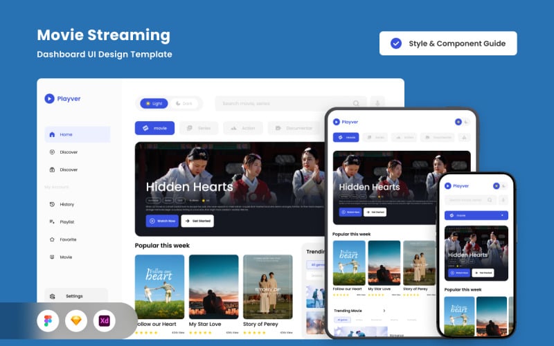 Playver - Movie Streaming Dashboard UI Design Template UI Element