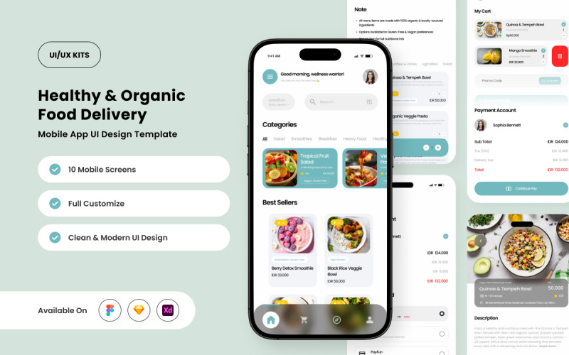 Vitaleaf – Food Delivery UI Design Template UI Element