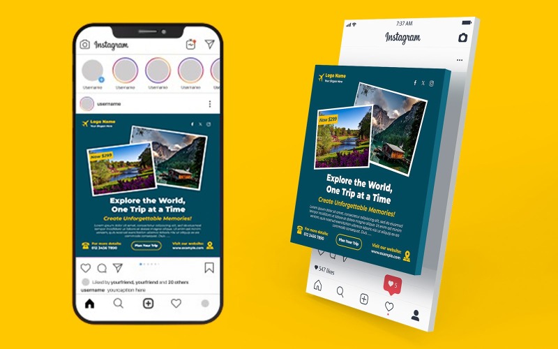 Winter Holiday Travel Post Templates | PSD Social Media Designs for Christmas Getaways