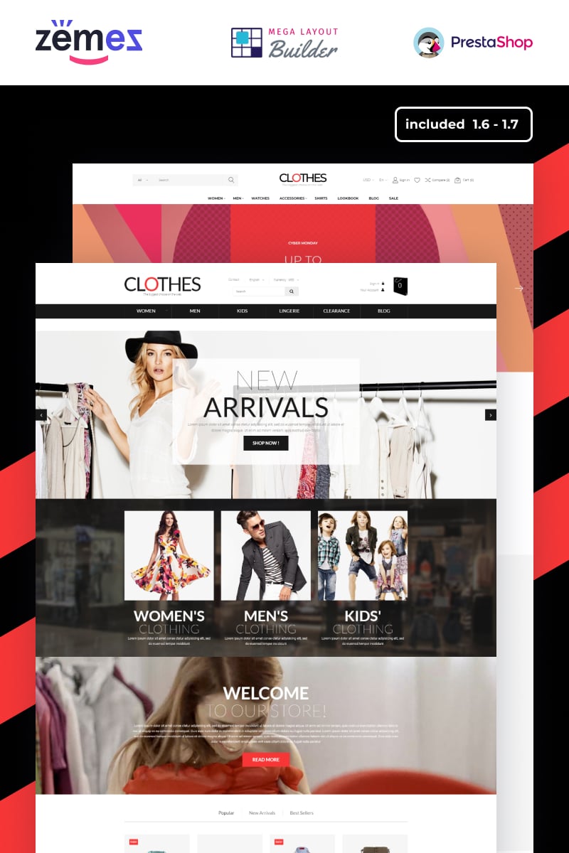 Clothes - Apparel Brand Online Template PrestaShop Theme - screenshot