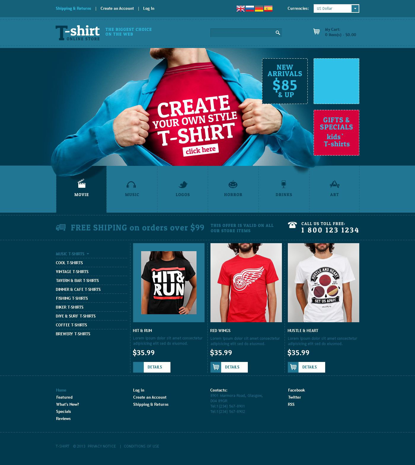 Download Creative TShirt Designs OsCommerce Template #51885
