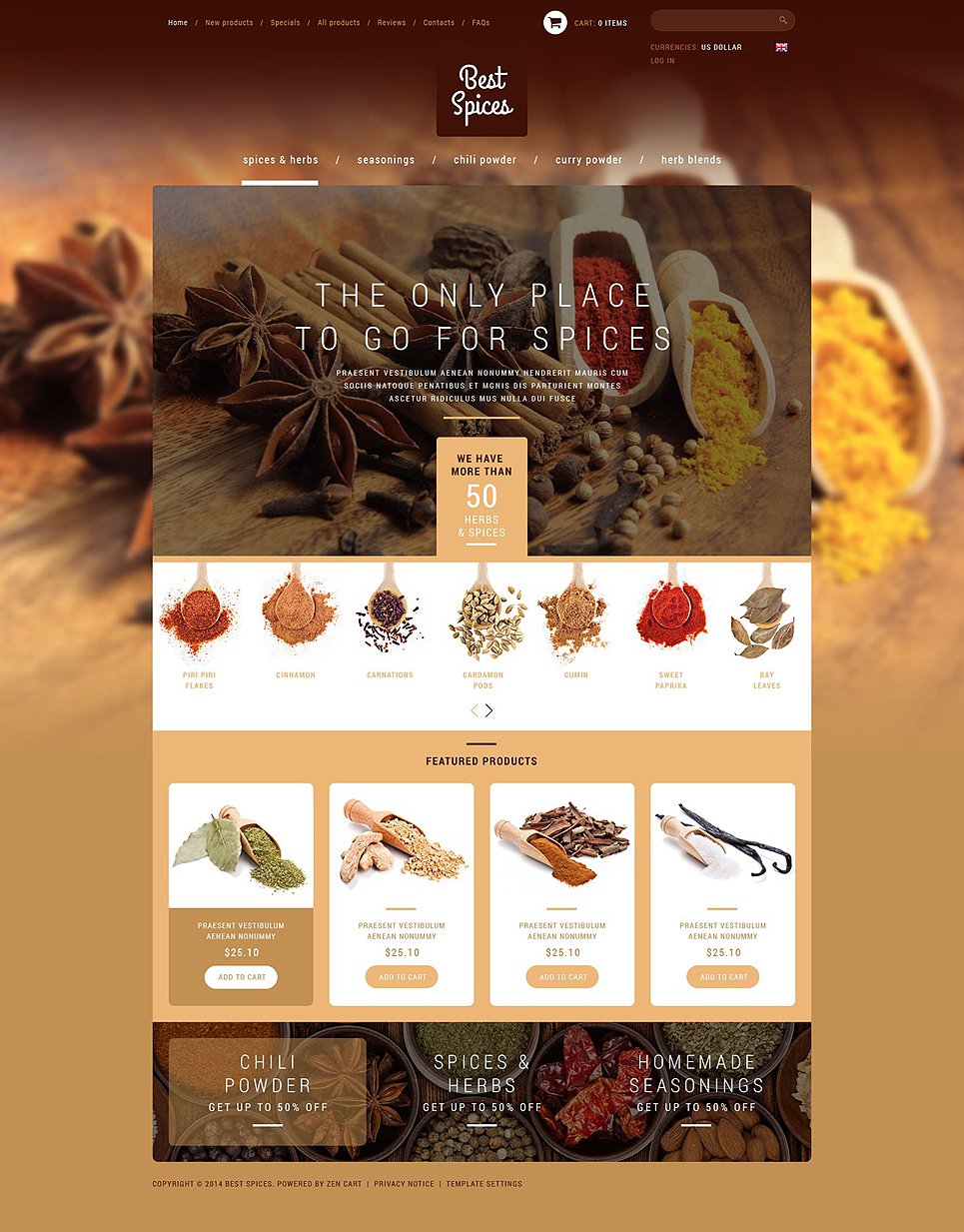 Download Refined Spices Herbs ZenCart Template #51821