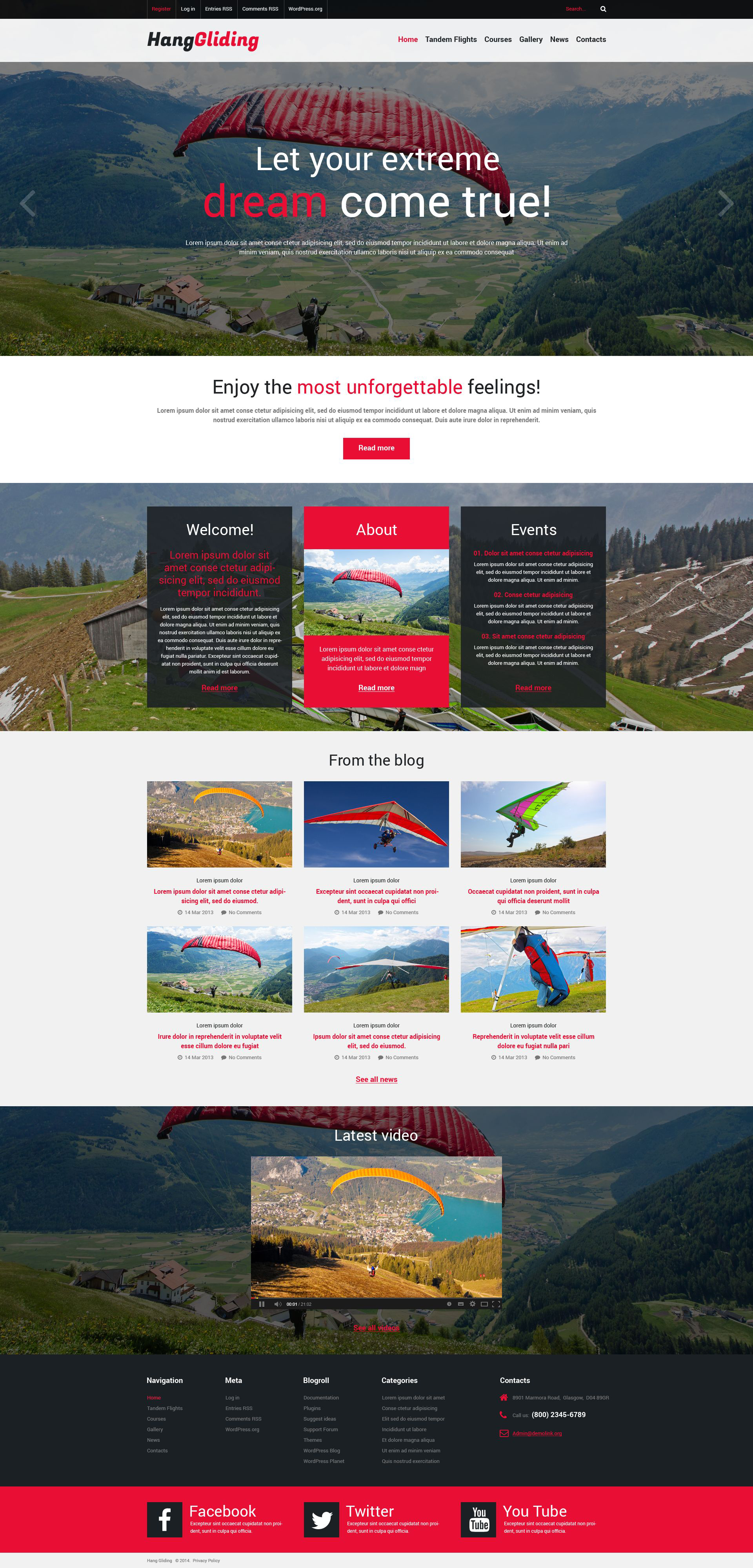 Responsief WordPress-thema voor paragliding