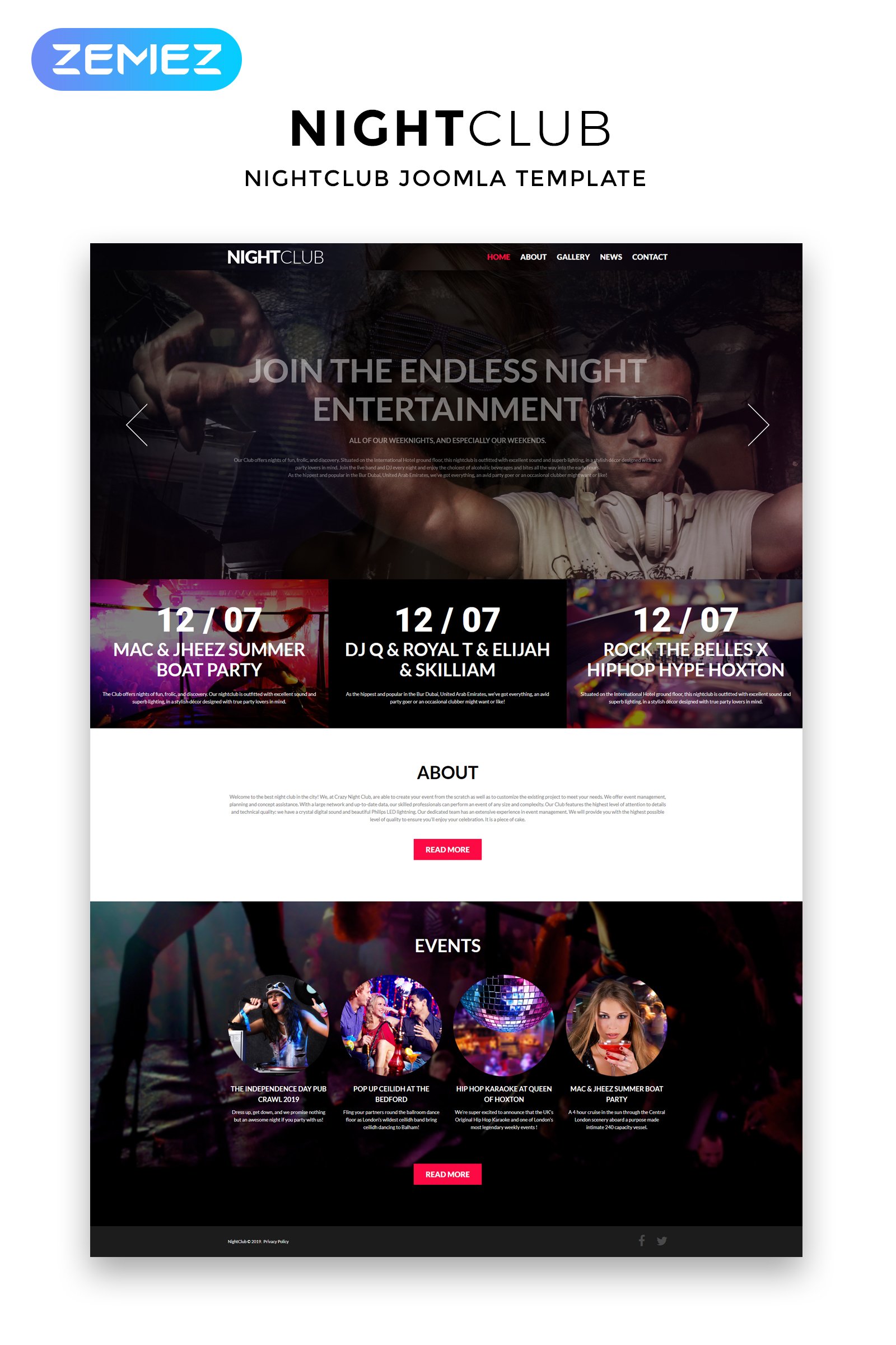 Responsivt Night Club - Night Club Clean Joomla-mall #51887