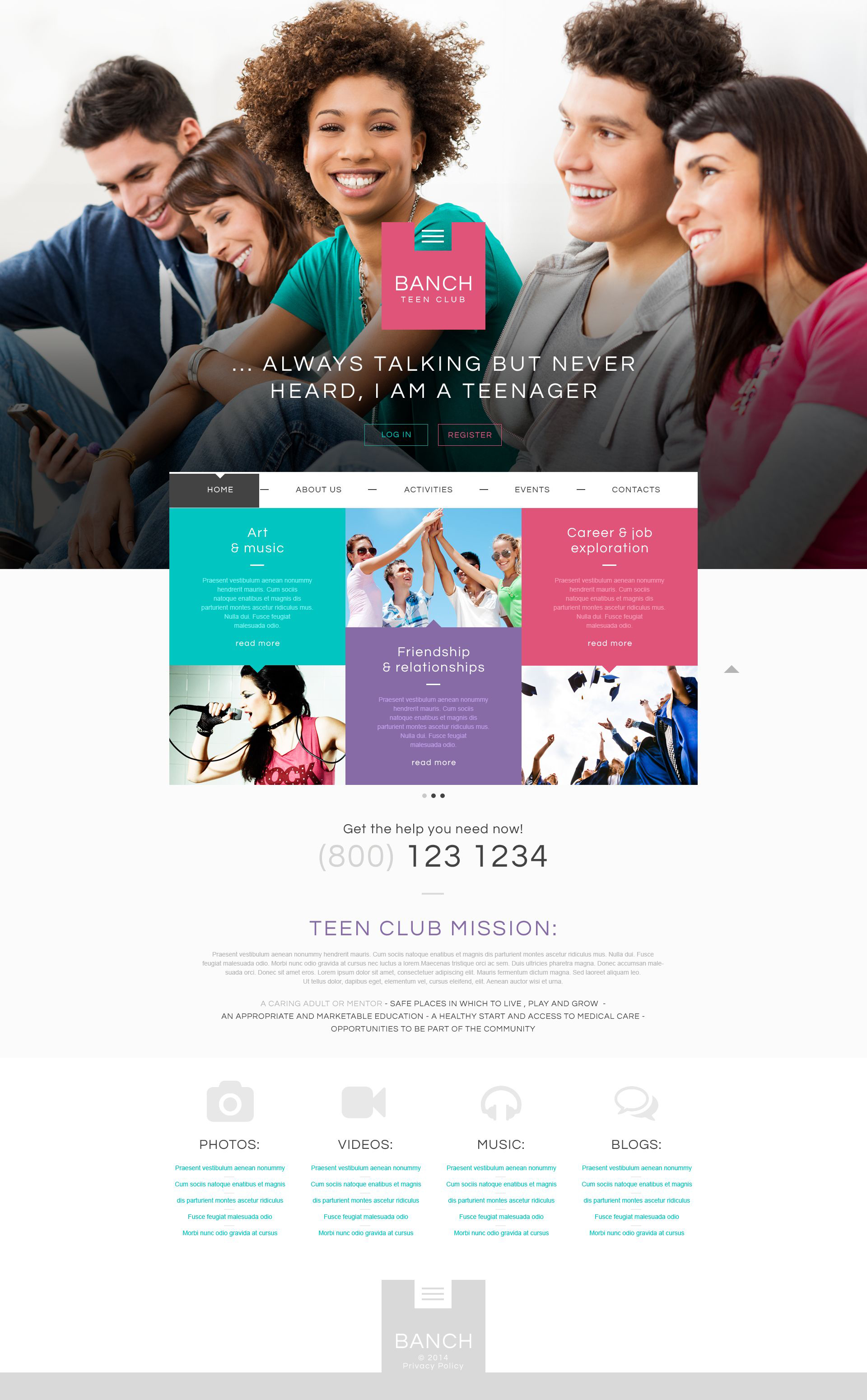 Teen Club Responsive Website Template #51834