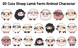 20 Cute Sheep Lamb Farm Animal Character