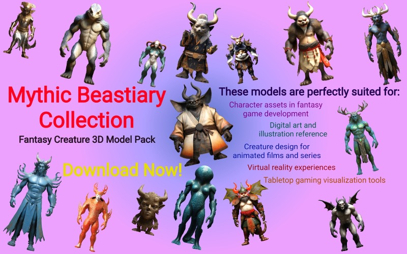 Mythic Beastiary Collection Free 3D Model