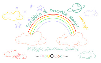 Scribble & Doodle Magic Icons Illustration