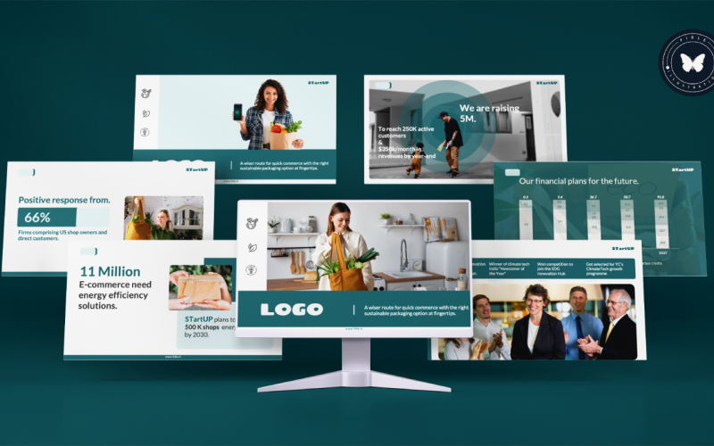 Climate tech seed/pre-seed pitch deck template PowerPoint Template