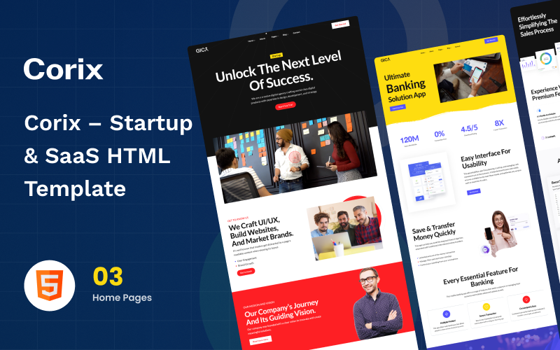 Corix – Startup & SaaS HTML Template Website Template