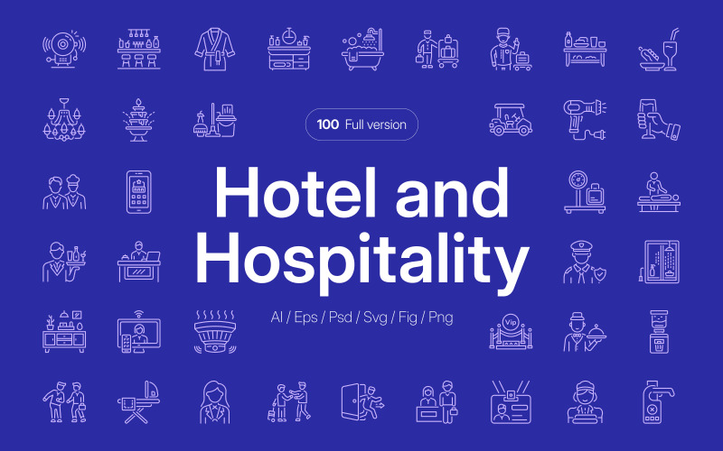 Hotel and Hospitality Icon Set