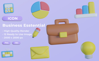 3D Business Essentials Icons