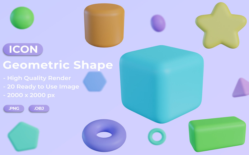 3D Geometric Shape Icons Bundle Icon Set