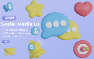 3D Social Media UI Icons Bundle