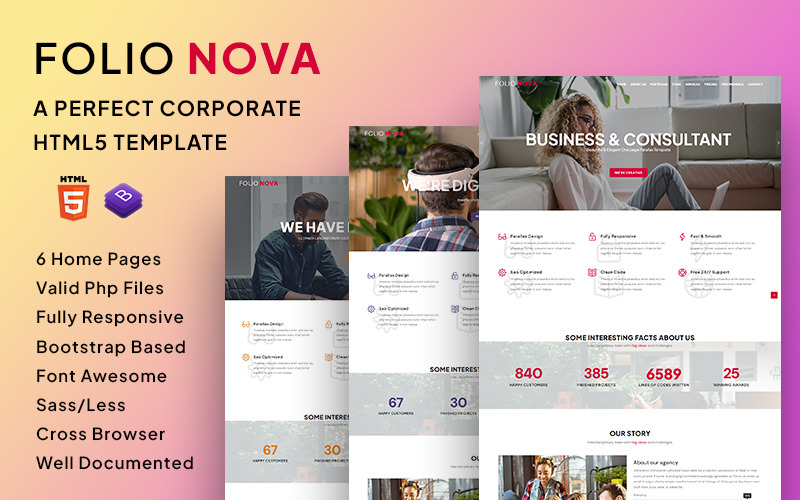 Folio Nova - Perfect Creative One Page Template Website Template