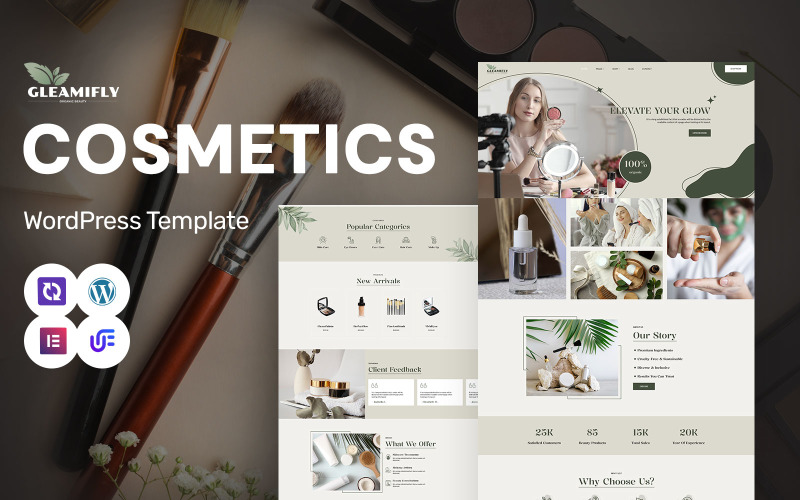 Gleamifly - Beauty & Cosmetics Store WordPress Elementor Theme WordPress Theme