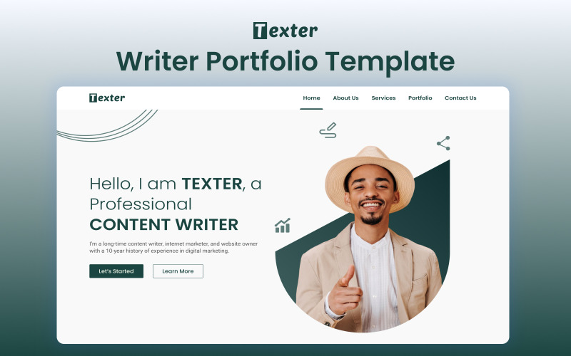 Texter V1- OnePage Writer Portfolio Premium Elementor Template Elementor Kit