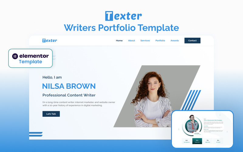 Texter v2 – Premium Writer Portfolio Elementor Template Elementor Kit