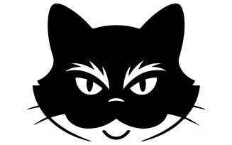 A silhouette of a cat face set