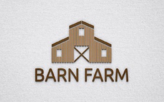 Barn Farm Warehouse Wooden Traditional Building Logo Template