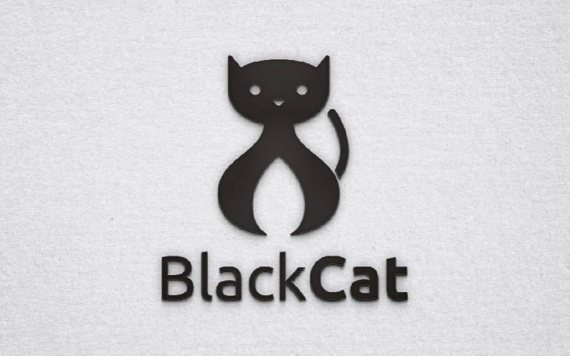 Beautiful Black Cat Pet Animal Silhouette Logo Template
