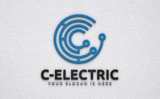 C Letter Business Electric Circuit Technology Line Abstract Logo Template