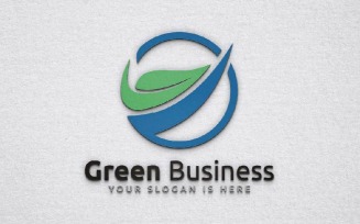 Circle Green Leaf Natural Eco Business Logo Template