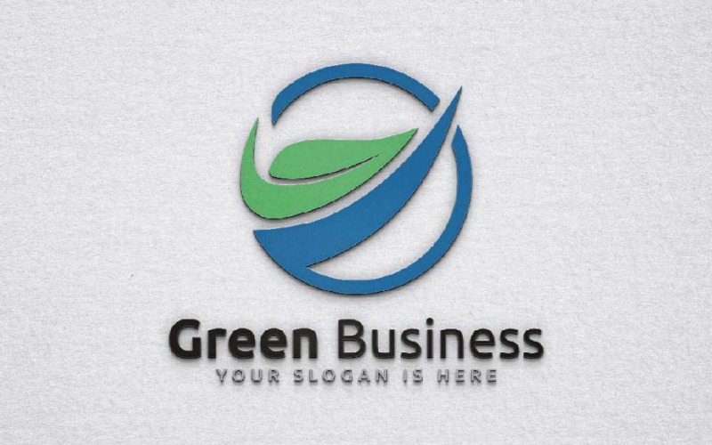 Circle Green Leaf Natural Eco Business Logo Template