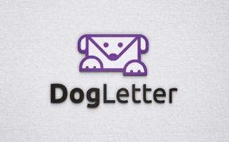 Dog Character Message Letter Envelope Line Logo Template