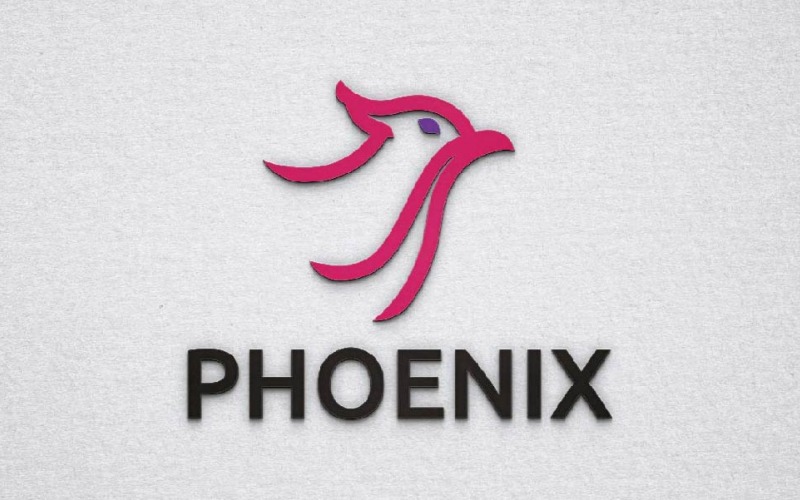 Red Phoenix Bird Animal Head Myth Strong Wildlife Logo Template