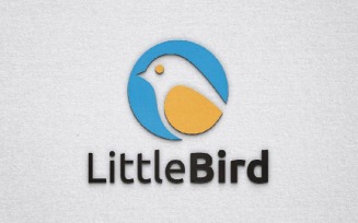 Sparrow Little Bird Animal Mascot Negative Space with Circle Logo Template