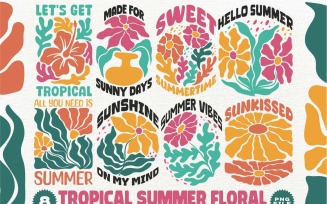 Tropical Summer Floral Sublimation Designs Bundle