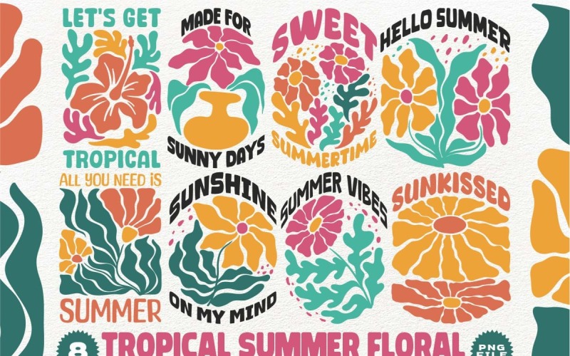 Tropical Summer Floral Sublimation Designs Bundle T-shirt