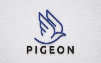 Peaceful Dove Pigeon Bird Animal Flying Wings Line Logo Template