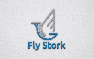 Stork Bird Animal Flying Wings Freedom Line Outline Logo Template