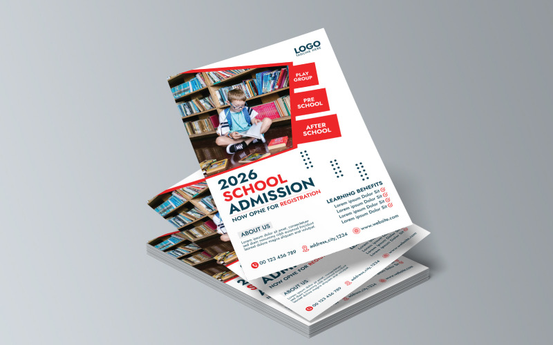 Template for an Admission Poster for Back to School Education Corporate Identity