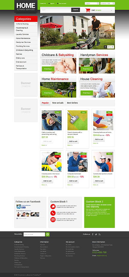 PrestaShop Main Page Screenshot