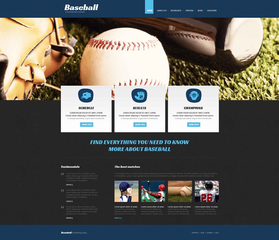 Baseball Responsive Joomla Template New Screenshots BIG