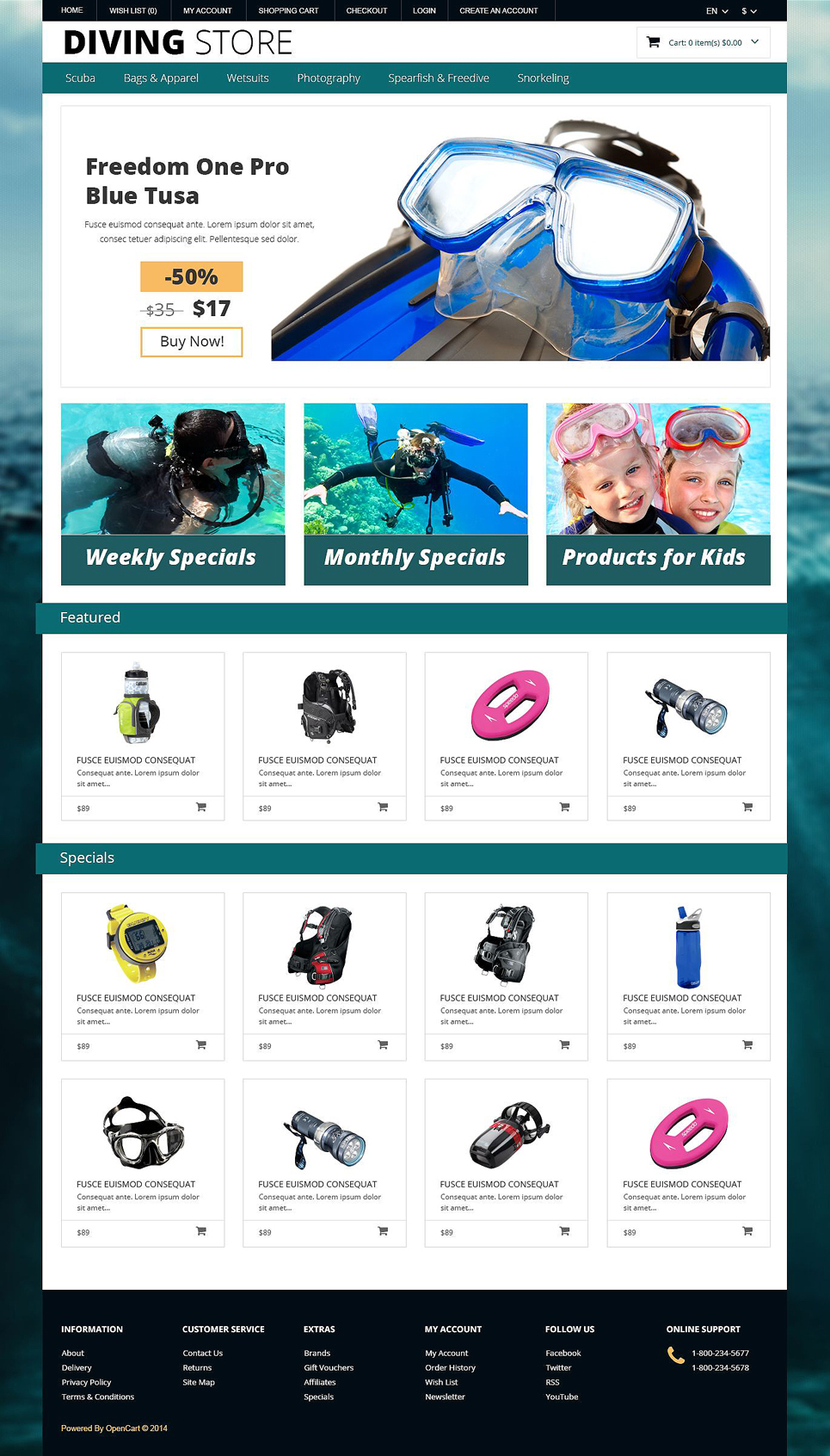 Diving Responsive OpenCart Template New Screenshots BIG