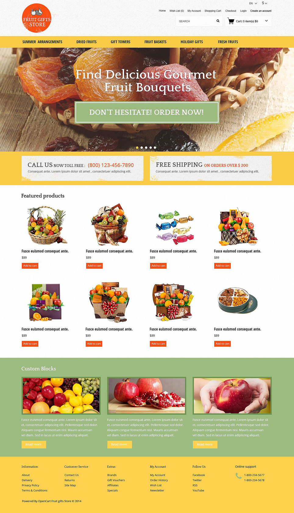 Fruit Gifts OpenCart Template New Screenshots BIG