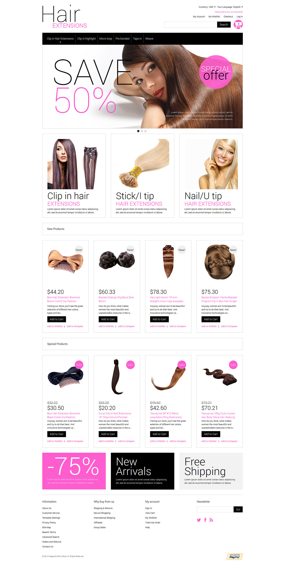 Multipurpose Hair Extensions Magento Theme New Screenshots BIG