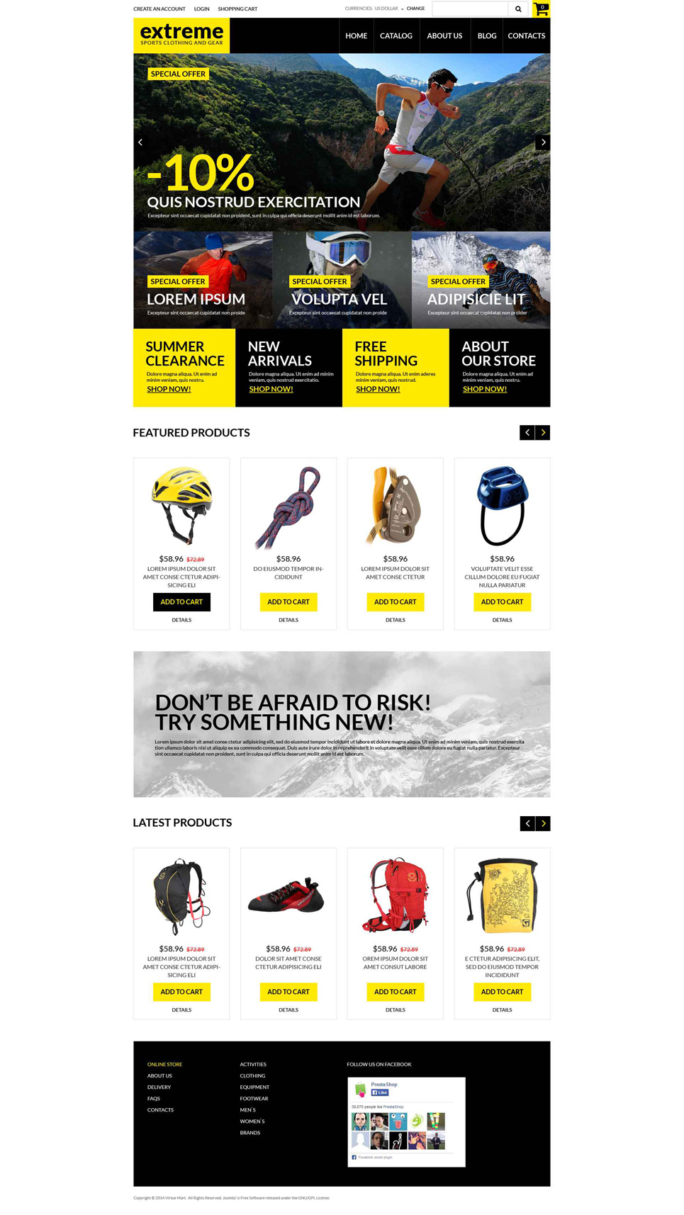 Risk Takers Clothing  Gear VirtueMart Template New Screenshots BIG