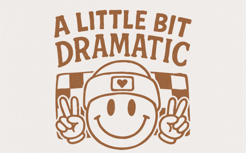 A Little Bit Dramatic Retro PNG, Kids Sublimation, Girl Sublimation, Digital Download, Toddler Girl Illustration